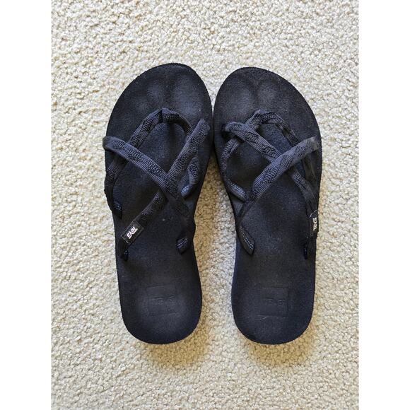 Teva Women's Olowahu Flip Flop Sandals‎ Black Size 8 - Picture 4 of 5